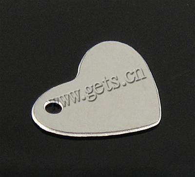Stainless Steel Tag Charm, Heart, Customized, original color, 10.2x7.7x0.4mm, Hole:Approx 1mm, 1000PCs/Bag, Sold By Bag