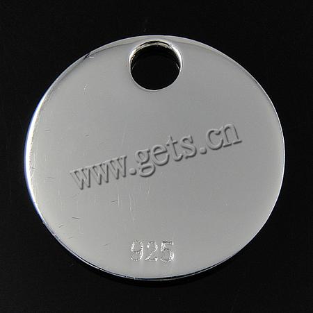 Sterling Silver Tag, 925 Sterling Silver, Flat Round, plated, Customized, more colors for choice, 23x23x1.5mm, Hole:Approx 4.5mm, Sold By PC