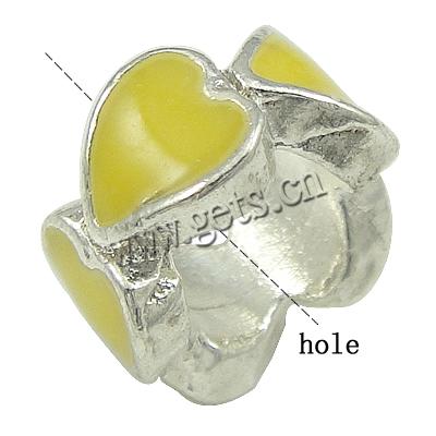 Enamel Zinc Alloy European Beads, Rondelle, plated, without troll & large hole, more colors for choice, 9x5mm, Hole:Approx 5.5mm, Sold By PC