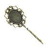 Hair Slide Finding, Iron, with brass setting, Flower, plated cadmium free  Inner Approx 