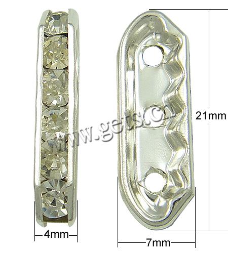 Moda Puente Rhinestone Spacer, metal, chapado, 3-aro & con diamantes de imitación, más colores para la opción, Grado A, 21x7x4mm, agujero:aproximado 1.5mm, Vendido por UD