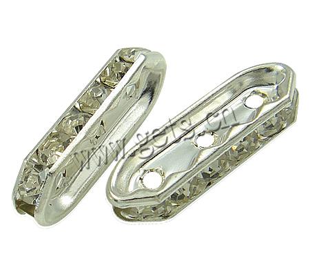 Bridge Rhinestone Spacer, Brass, plated, 3-strand & with rhinestone, more colors for choice, Grade A, 21x7x4mm, Hole:Approx 1.5mm, Sold By PC