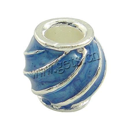Enamel Zinc Alloy European Beads, Drum, without troll & large hole, more colors for choice, 12x12mm, Hole:Approx 5mm, Sold By PC
