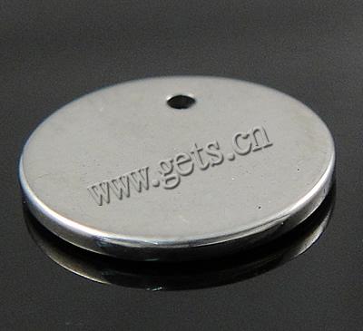 Кулон тег из нержавеющей стали, Нержавеющая сталь 316, Плоская круглая форма, Индивидуальные, оригинальный цвет, 25x25x1mm, отверстие:Приблизительно 1mm, продается PC
