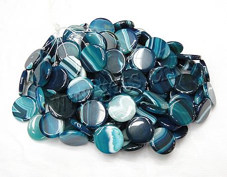 Natural Blue Agate Beads, Flat Round, more sizes for choice, Grade A, Hole:Approx 1.5-2mm, Length:Approx 16 Inch, Sold By Strand
