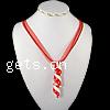 Lampwork Jewelry Necklace, with Ribbon, Helix, red .5 Inch 
