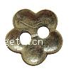 2 Hole Zinc Alloy Button, Flower, plated Approx 4mm 