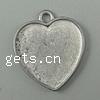 Zinc Alloy Pendant Cabochon Setting, Heart, plated nickel, lead & cadmium free Approx 3mm 