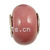 Messingkern Europa Porzellan Perlen, mit Messing, Rondell, versilbert, ohne troll, rot, 10x15mm, Bohrung:ca. 5mm, verkauft von PC