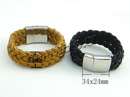 Cowhide Bracelets, 316 stainless steel magnetic clasp, more colors for choice, 34x24mm, 24mm, Sold By Strand