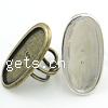 Brass Bezel Ring Base, Oval, plated, open Inner Approx US Ring 