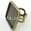 Brass Bezel Ring Base, Square, plated, open Inner Approx 24mm, US Ring .5 