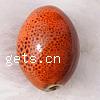 Gesprenkelte Porzellan Perlen, oval, orange, 18x13mm, Bohrung:ca. 2mm, verkauft von PC