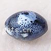 Gesprenkelte Porzellan Perlen, oval, blau, 14x18mm, Bohrung:ca. 2mm, verkauft von PC