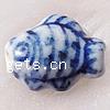 Perles en céramique bleu et blanc 
, porcelaine, animal, fait à la main Environ 2mm, Vendu par PC
