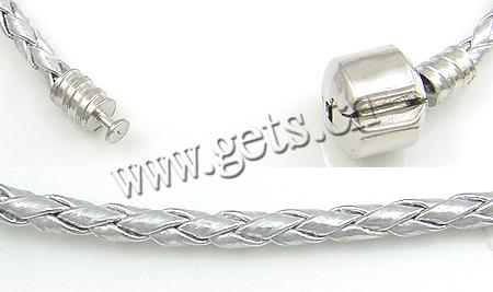 La chaîne de bracelet European en cuir , cuir PU, laiton Fermoir style European, Placage, plus de couleurs à choisir, 3mm, Vendu par brin