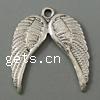 Wing Shaped Zinc Alloy Pendants, plated cadmium free Approx 1.5mm 
