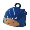 Colgantes de campana de latón, metal, Niña, esmalte, azul, libre de cadmio, 18x16x15mm, agujero:aproximado 2mm, 50PCs/Bolsa, Vendido por Bolsa
