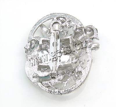 Rhinestone Zinc Alloy Brooch, plated, with rhinestone, more colors for choice, 42x39x8mm, Sold By PC