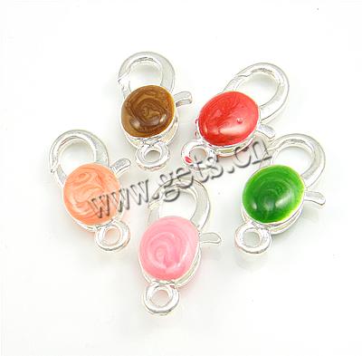 Zinc Alloy Lobster Clasp, plated, enamel, more colors for choice, 31x16x8mm, Hole:Approx 3mm, Sold By PC