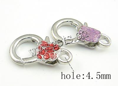 Zinc Alloy Lobster Clasp, plated, enamel, more colors for choice, 31x19x6mm, Hole:Approx 4.5mm, Sold By PC