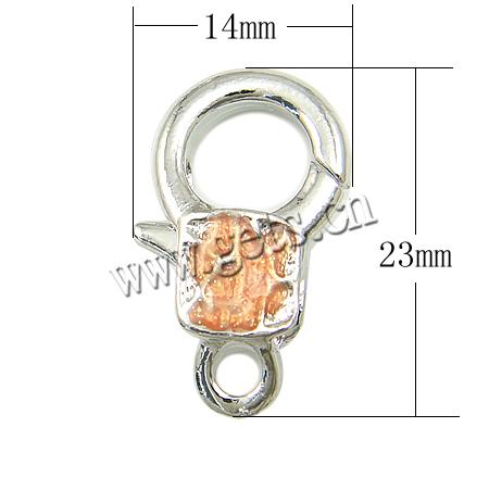 Zinc Alloy Lobster Clasp, plated, enamel, more colors for choice, 23x14x6mm, Hole:Approx 3mm, Sold By PC