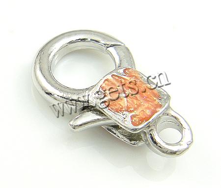 Zinc Alloy Lobster Clasp, plated, enamel, more colors for choice, 23x14x6mm, Hole:Approx 3mm, Sold By PC