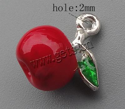 Zinc Alloy Enamel Pendants, Apple, plated, more colors for choice, 13x15x11mm, Hole:Approx 2mm, Sold By PC