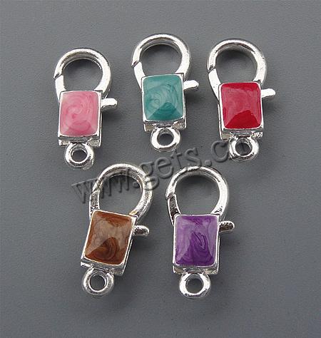 Zinc Alloy Lobster Clasp, Square, plated, enamel, more colors for choice, 28x14x7mm, Hole:Approx 3mm, Sold By PC