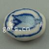 Blaue und weiße Porzellan Perlen, oval, weiß, 12x15x6.5mm, Bohrung:ca. 2mm, verkauft von PC