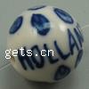 Blue and White Porcelain Beads, Round, hand drawing, white Approx 2mm 