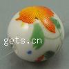 Aufkleber Porzellan Perlen, rund, mit Blumenmuster, Bohrung:ca. 3mm, verkauft von PC
