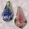 Inner Flower Lampwork Pendants, with Plastic Box, Leaf, gold sand & two tone, mixed colors Approx 7mm 