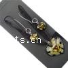 Наборы ювелирных украшений Лэмпворк, серьги & ожерелье, с вощеный шнур & Лента, Сердце, цветок внутри  длина:16.5 дюймовый, продается указан