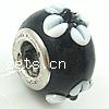Silver Plated Double Core Lampwork European Beads, Rondelle, antique silver color plated, cupronickel double core without troll, black Approx 5mm 