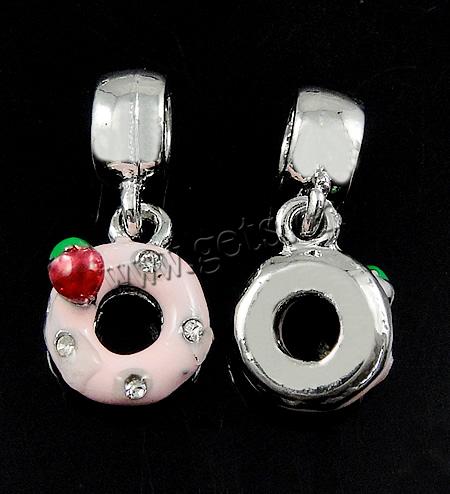 Zinc Alloy European Pendants, Donut, plated, without troll & enamel & with rhinestone, more colors for choice, nickel, lead & cadmium free, 11x11x7mm, Hole:Approx 5mm, Sold By PC