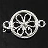 Sterling Silver Charm Connector, 925 Sterling Silver, Flat Round, plated, with flower pattern & 1/1 loop Approx 1mm 