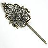 Hair Slide Finding, Iron, with brass setting, Flower, plated, hollow cadmium free 