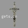 Colgantes de Aleación de Zinc en Forma Cruces, Cruz del crucifijo, chapado, más colores para la opción, 19x48x6mm, agujero:aproximado 1mm, Vendido por KG