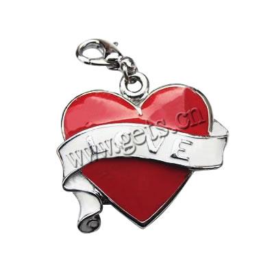 Zinc Alloy Enamel Pendants, zinc alloy lobster clasp, Heart, plated, more colors for choice, 28x30mm, Hole:Approx 2mm, Sold By PC