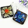 Inner Flower Lampwork Pendants, Rhombus, with extender chain & two tone Approx 6mm 