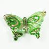 Pendentifs de Murano animaux , chalumeau, papillon, sable d'or, vert Environ 4.5mm, Vendu par PC