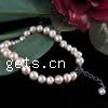 Perlen Armbänder, Natürliche kultivierte Süßwasserperlen, Messing Karabinerverschluss, 7-8mm, Länge:7.5 ZollInch, verkauft von Strang