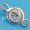 Cubic Zirconia Sterling Silver Connector, 925 Sterling Silver, Flat Round, plated, with cubic zirconia Approx 1mm 