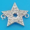 Cubic Zirconia Sterling Silver Connector, 925 Sterling Silver, Star, plated, with cubic zirconia Approx 1mm 