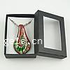 Box Packing Lampwork Necklace, with iron chain, Leaf, gold sand and silver foil Inch 