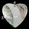 Brass Shell Pendants, with Mosaic Shell, Heart, single-sided Approx 4mm 