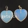 Sea Opal Pendants, with Iron, Heart Approx 2mm 