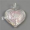 Кулоны Лэмпворк ручной работы, Сердце, Связанный вручную, серебрянная фольга отверстие:Приблизительно 8mm, продается PC