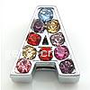 Zinc Alloy Letter Slide Charm, Letter A, with rhinestone, multi-colored, nickel, lead & cadmium free Approx 